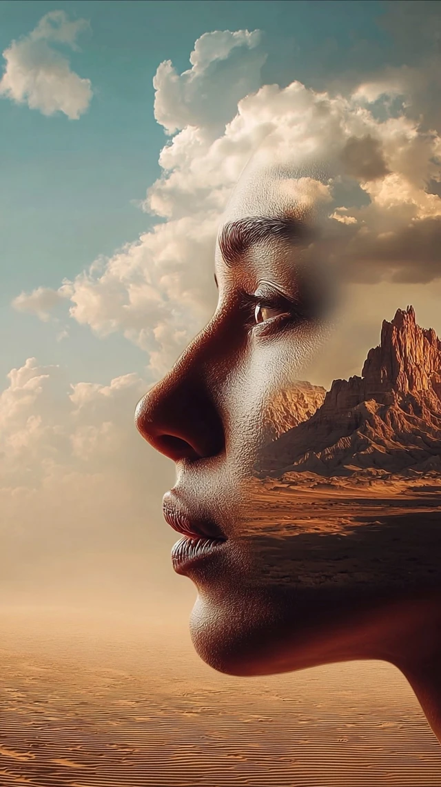 Surreal Face Landscape Digital Art
