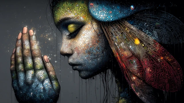 Dragonfly Shaman Art Hyperdetailed and Colorful