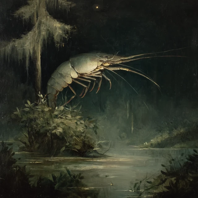 Fantasy Monster Shrimp Swamp Dark Painting
