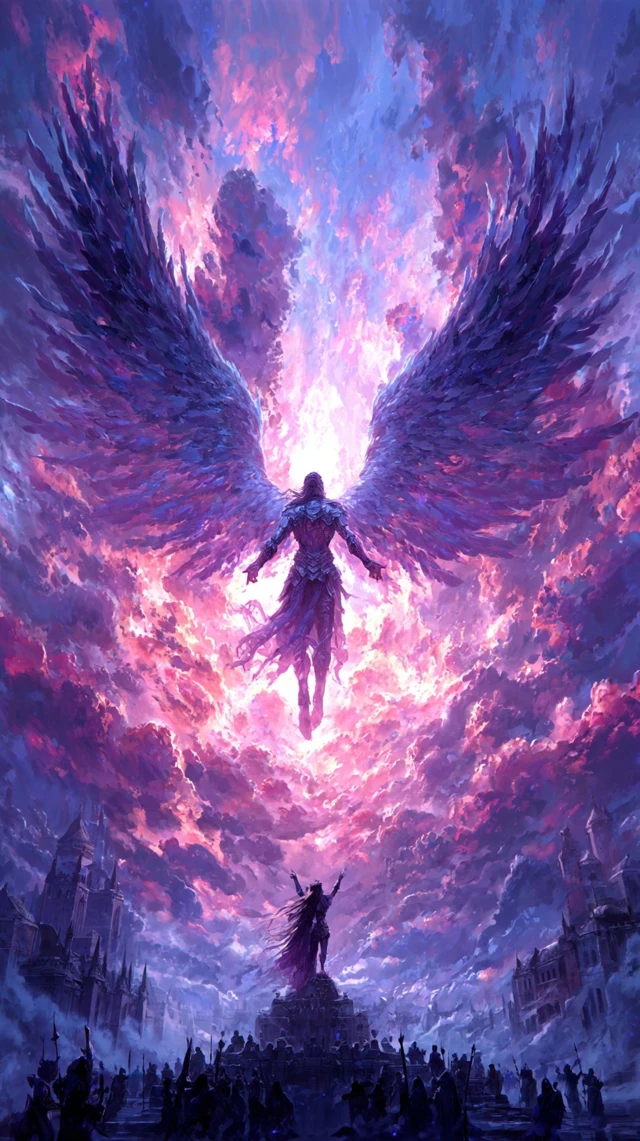 Godlike Being Soaring to Beloved in Astral Sky