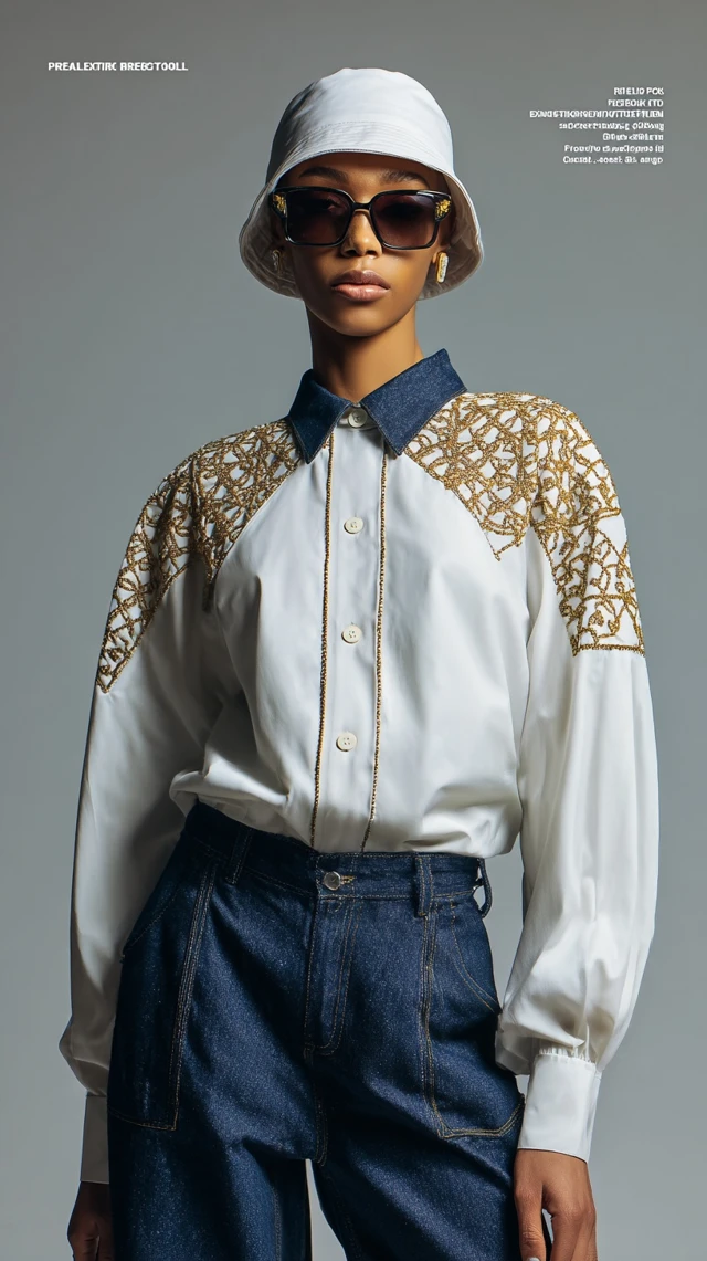 Fashion Model in Oversized Outfit