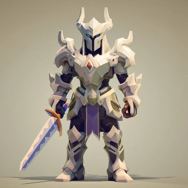 Low Poly White Knight 3D Game Art