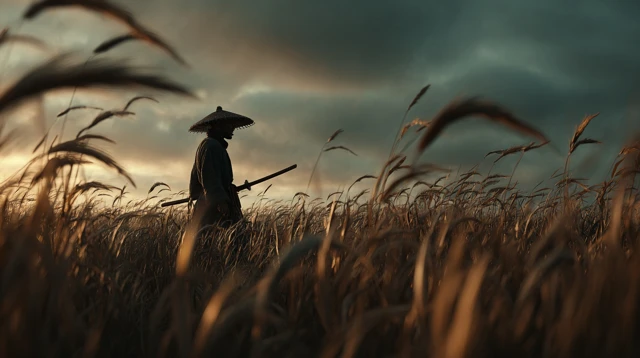 Samurai in a Wheat Field Cinematic Artwork