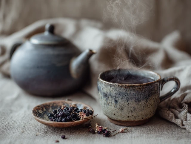 Cozy Elderberry Tea with Dried Berries