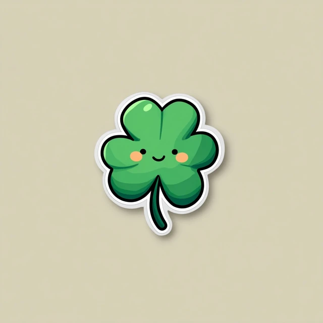 Cute Kawaii Clover Sticker Illustration