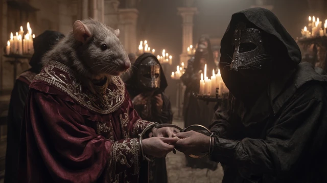 Medieval Rats Under Arrest Dark Cinematic Scene