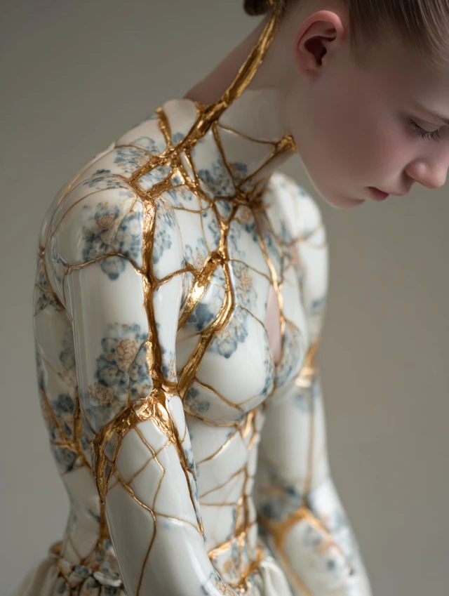 Female Kintsugi Statue Art Portrait
