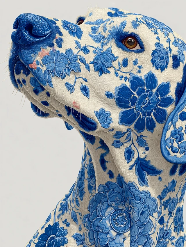 Dalmatian with Floral Tattoos Art Print