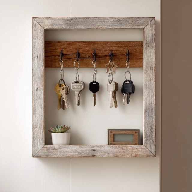 Entryway Key Holder Picture Frame Idea