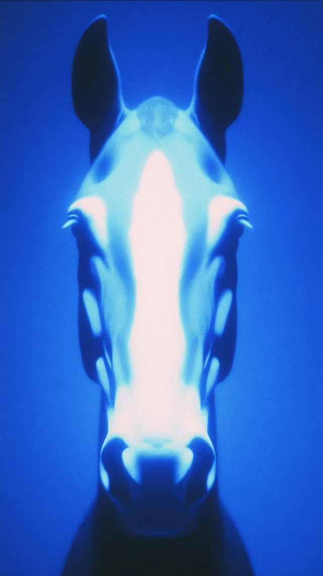 Symmetrical Horse Portrait Blue Tones