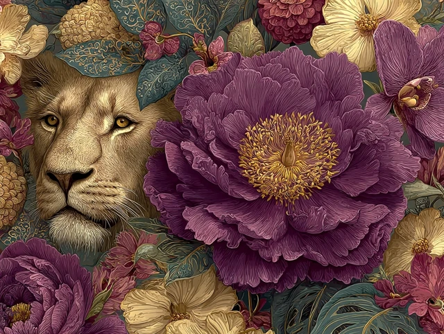 Thai Style Wallpaper Purple and Gold Luxurious Design