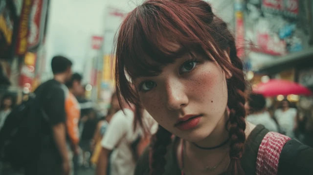 Cute Teen Girl in Akihabara Tokyo Close Up Photo