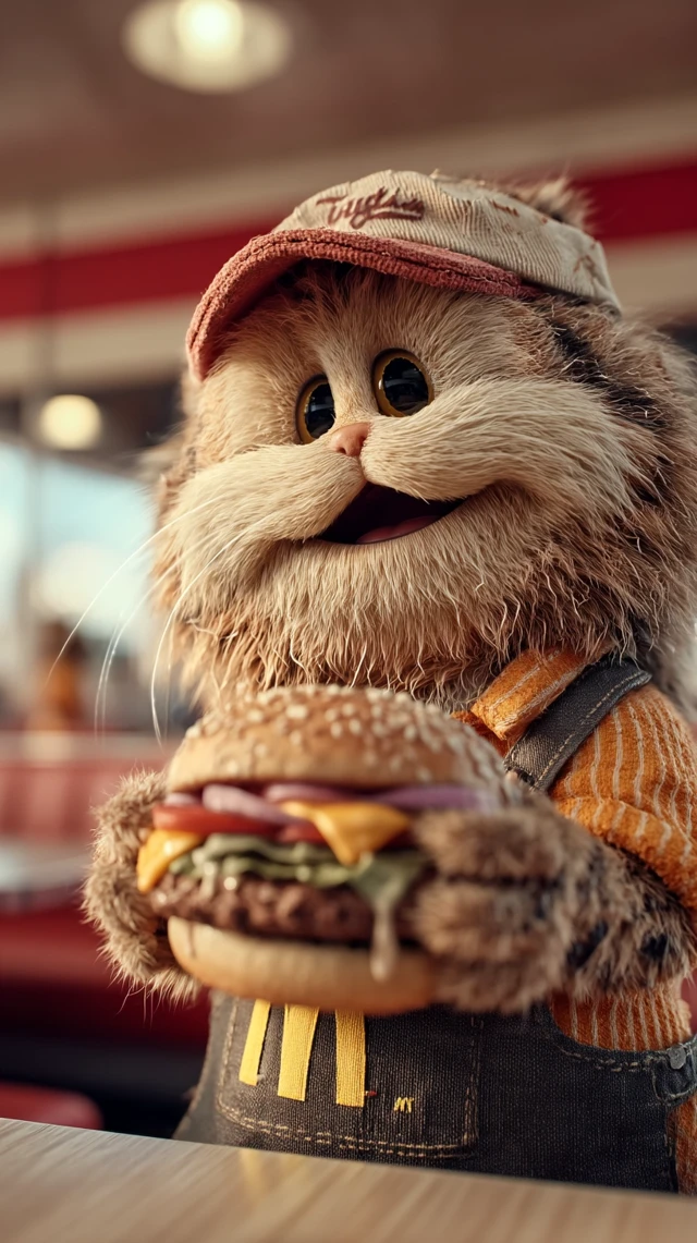 McDonalds Cat: A Feline Employee Ready for Burger Time!