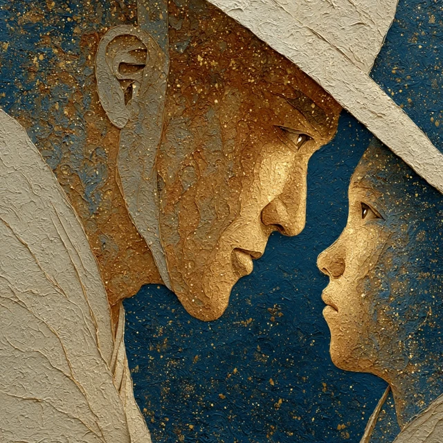 Father and Son Japanese Watercolor Painting