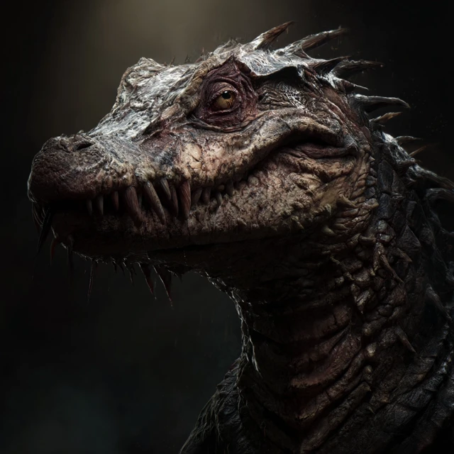 Mutated Crocodile Lizard Realistic Creature Art