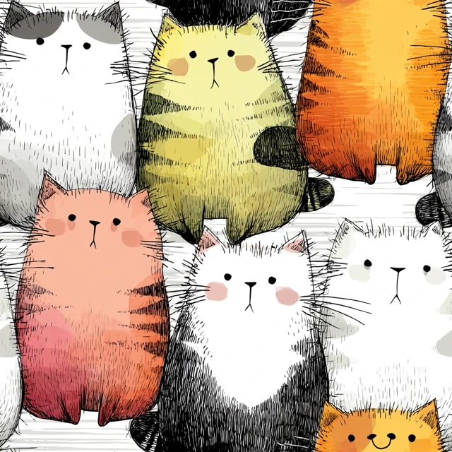 Cute Kitten Clipart: Whimsical Cat Illustration