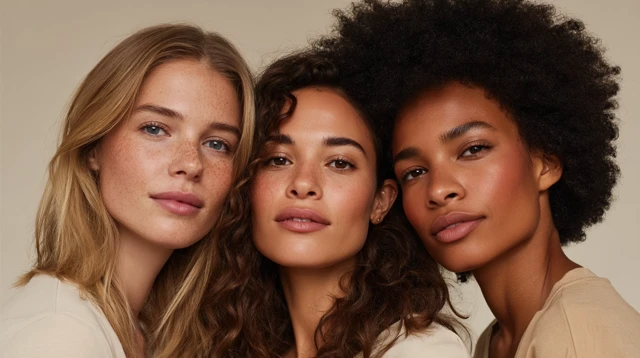 Beautiful Women Diverse Skin Tones Beauty Portrait