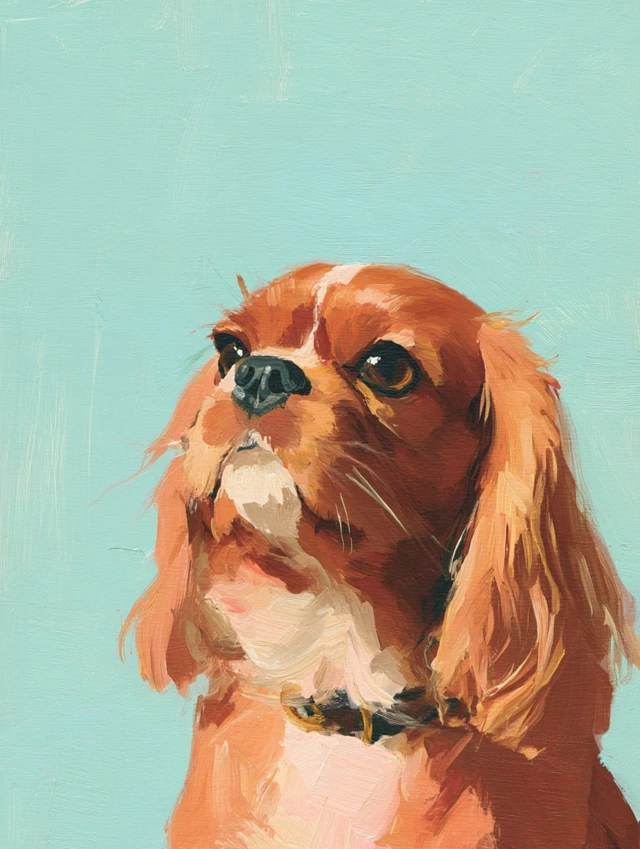 Cavalier King Charles Spaniel Gouache Painting