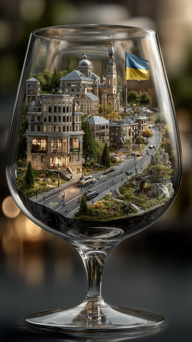 Mariupol Cityscape in a Crystal Goblet