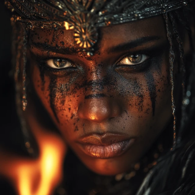 Fire Queen Dark Cinematic Portrait