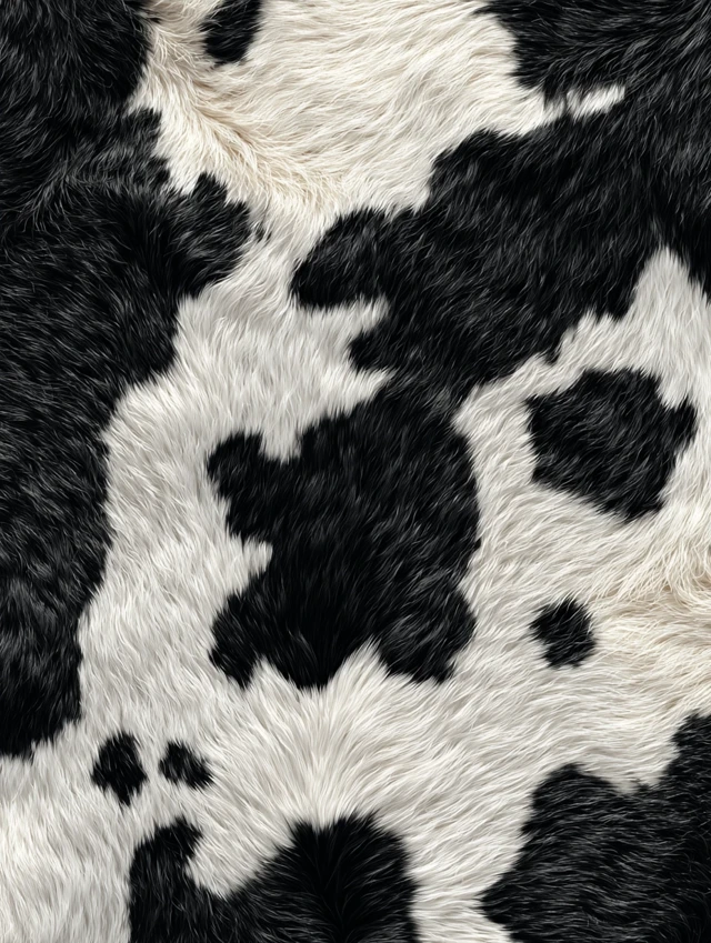 Cowhide Texture Black and White Holstein Spots 8K
