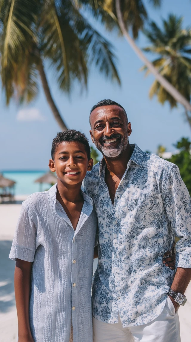 Father and Son Beach Photo Maldives