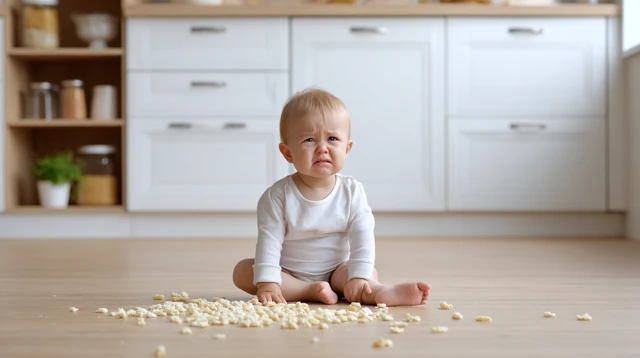 Crying Baby in Kitchen Chaos