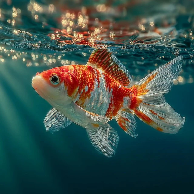 Goldfish Swimming Underwater Beautiful Aquatic Life