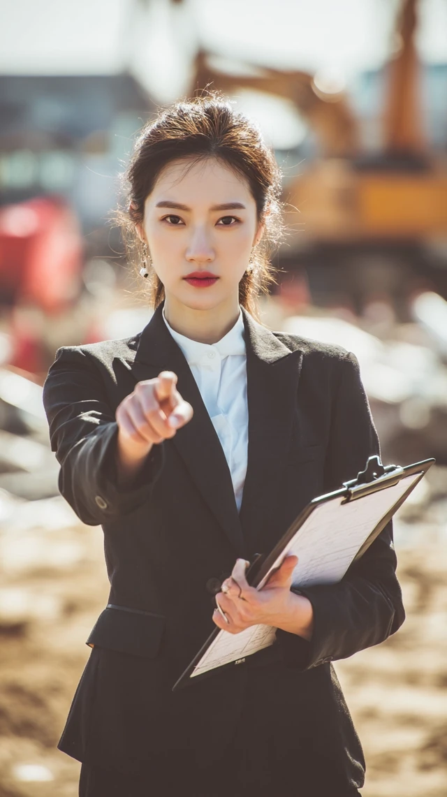 Korean CEO at Construction Site Confident Portrait