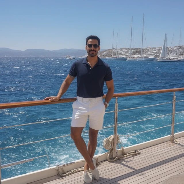 Man on a Yacht Enjoying Mediterranean Day