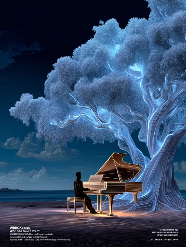 Neon Tree Piano Beach Art