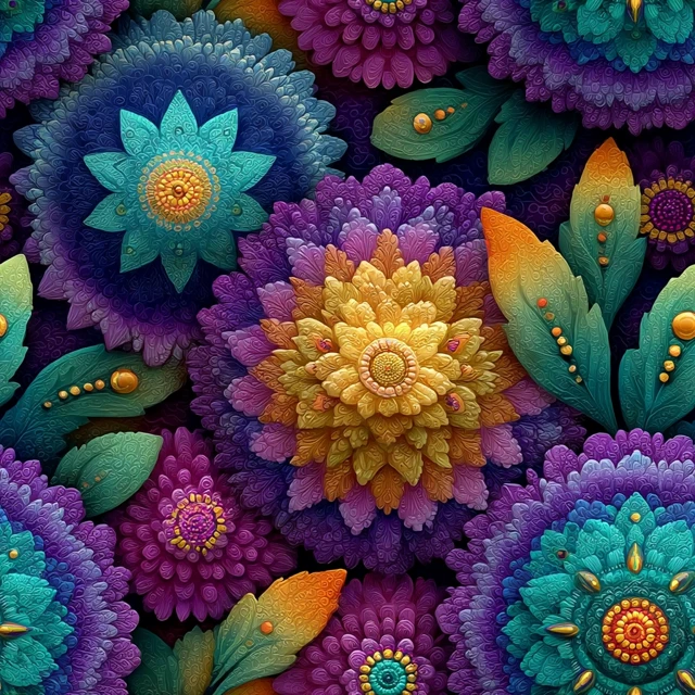 Rainbow Floral Mandala Pattern
