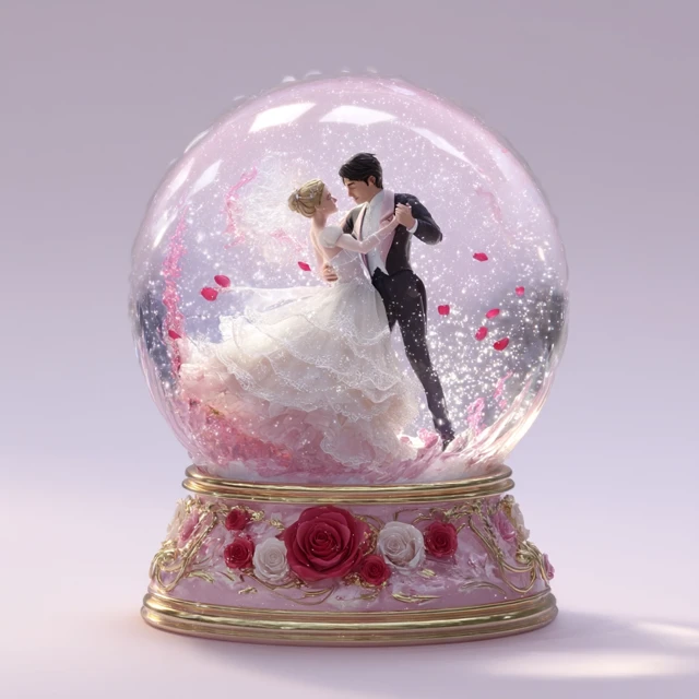 Romantic Snowglobe Couple Dancing Wedding