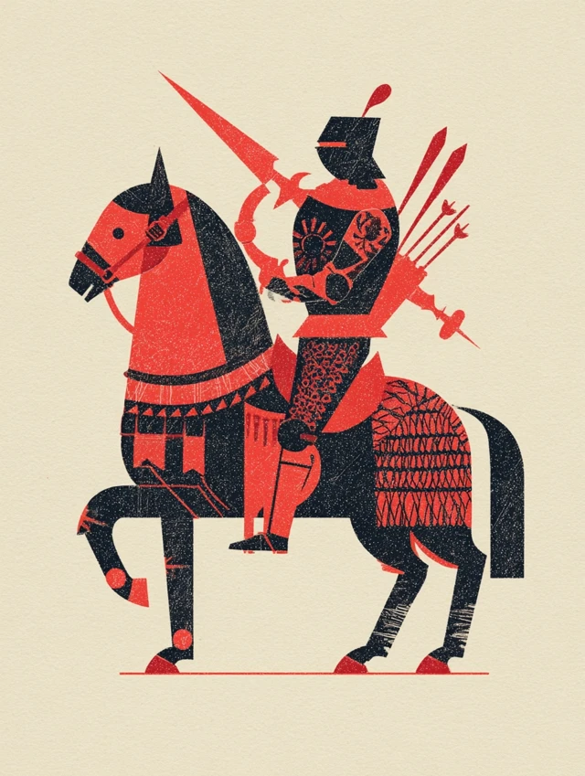 Medieval Knight on Horse Illustration