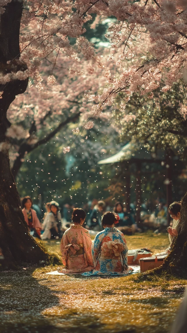 Japanese Cherry Blossom Park Scene