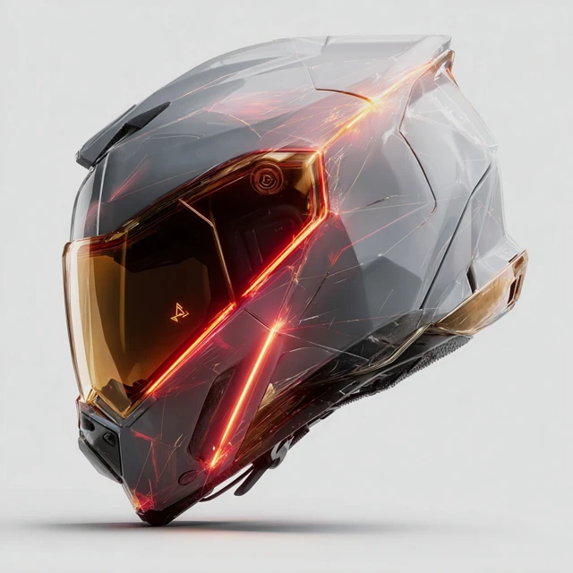 Futuristic Motorcycle Helmet LED Lighting Geometric Design
