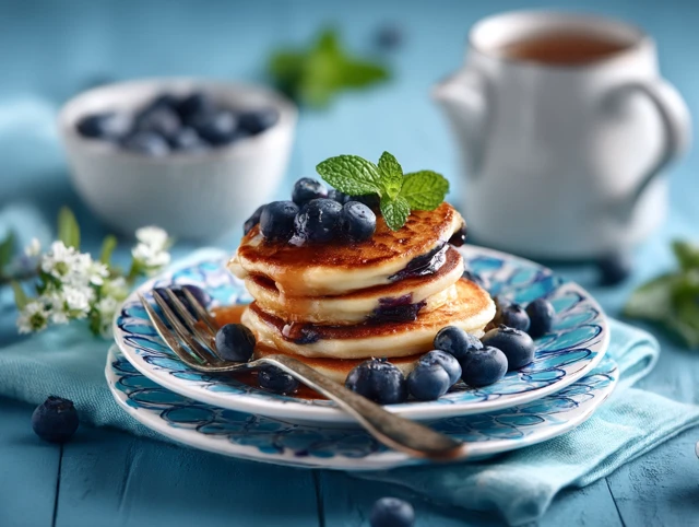 Delicious Blueberry Pancakes Food Photography