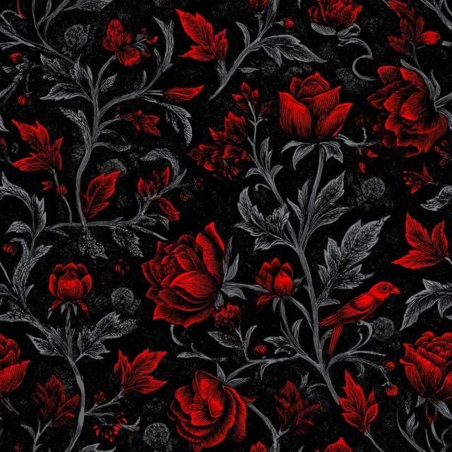 Gothic Floral Pattern Spooky Night Flowers