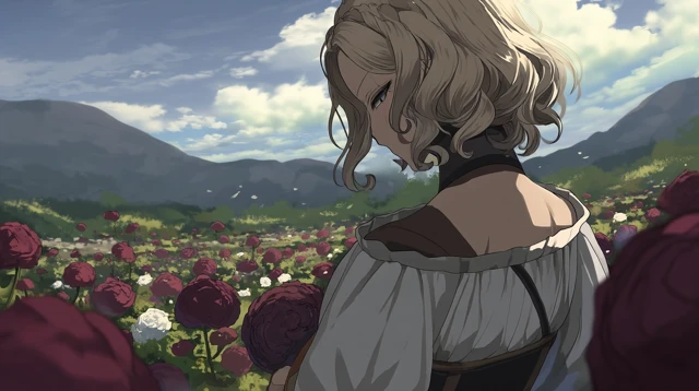 Anime Girl in a Flower Field