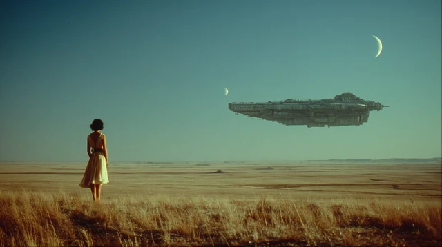 SciFi Scene Woman Steppe Spacecraft 1968 Film