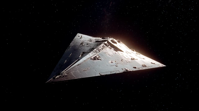 Triangle Spaceship in Space: Sci-Fi Reverie