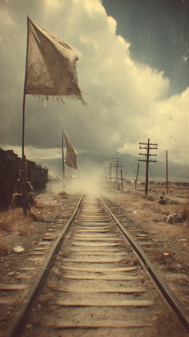 Dusty Manji Banner Bolivian Railway Tracks 1940s