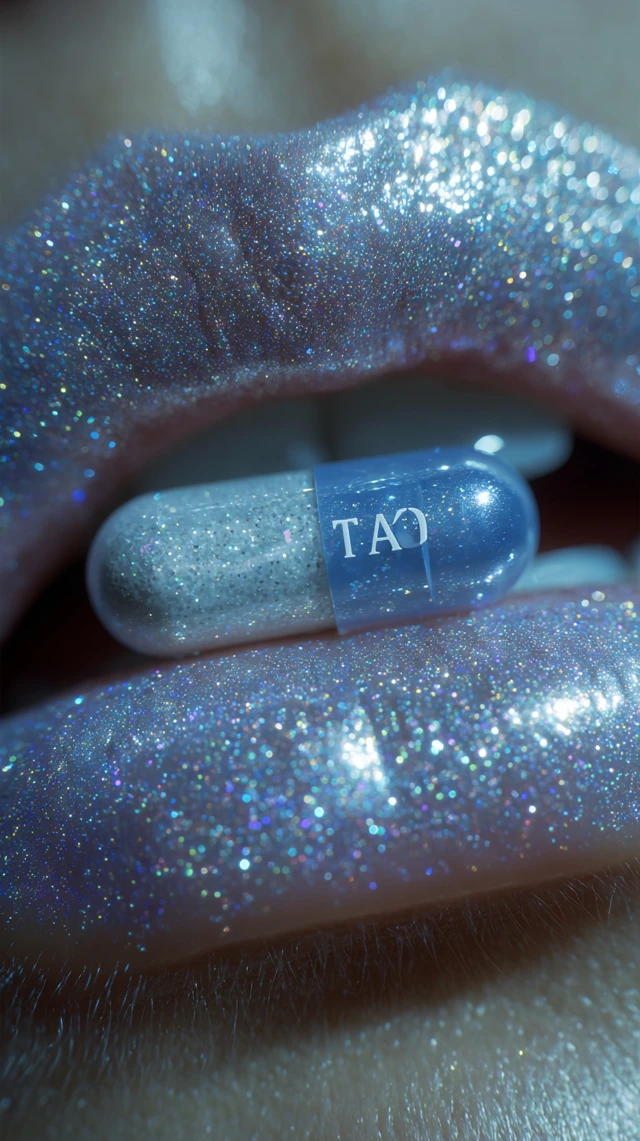 Glitter Lips Pill Editorial Macro Shot