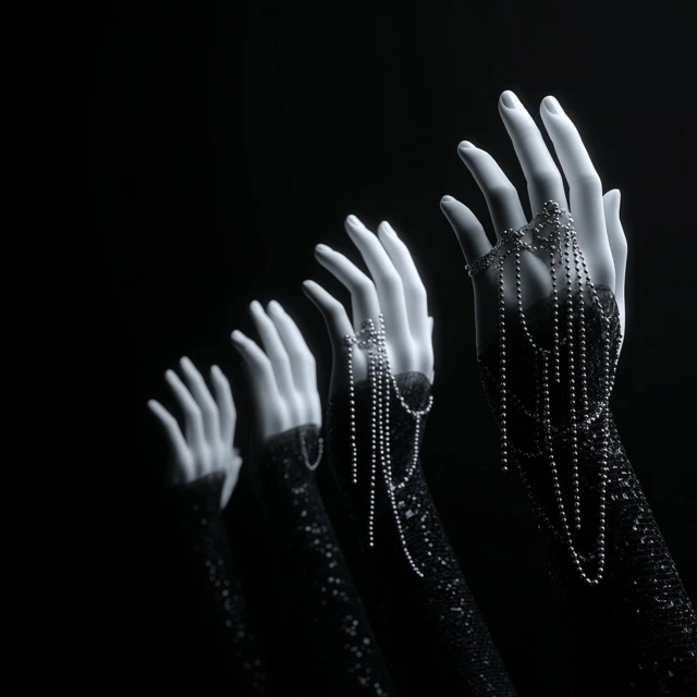 Mannequin Hands with Diamond Jewelry in Black and White