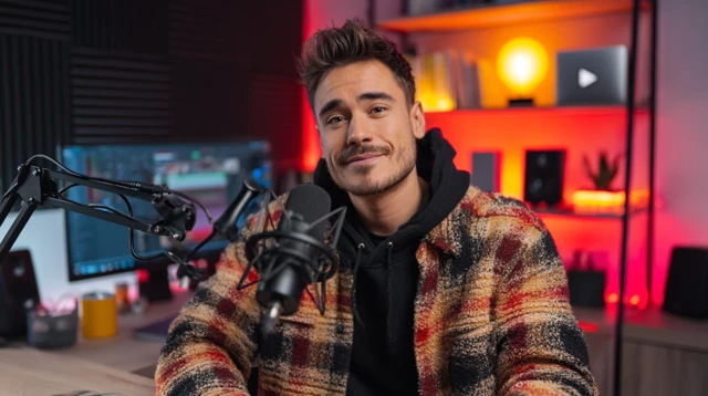 YouTube Content Creator in Modern Studio