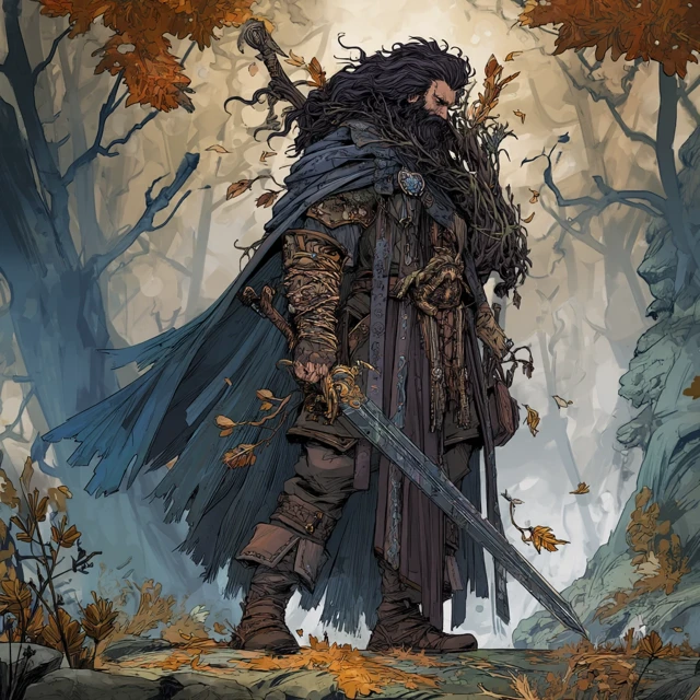 Brooding Warrior in Gothic Forest