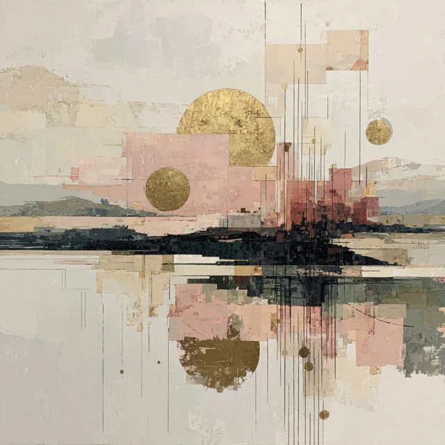 Abstract Oil Painting Earth Tones and Gold