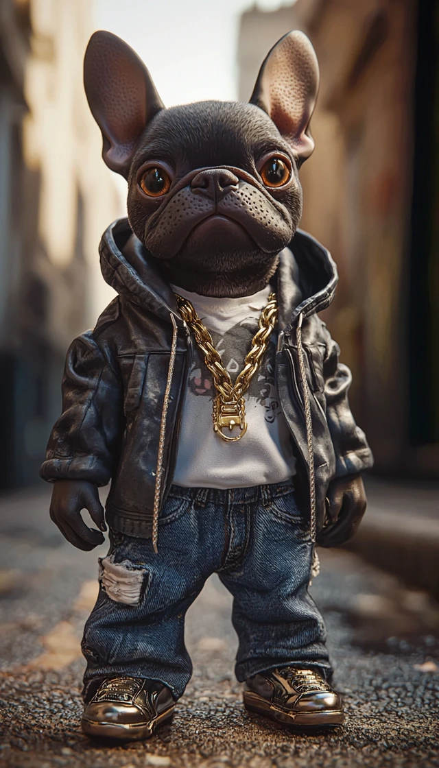 Rapper French Bulldog Cool Urban Style 3D Art