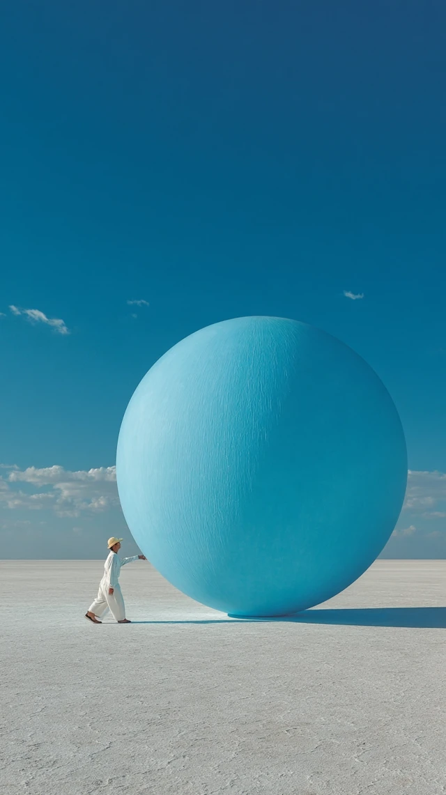 Giant Blue Sphere People Gathering Landscape Photography