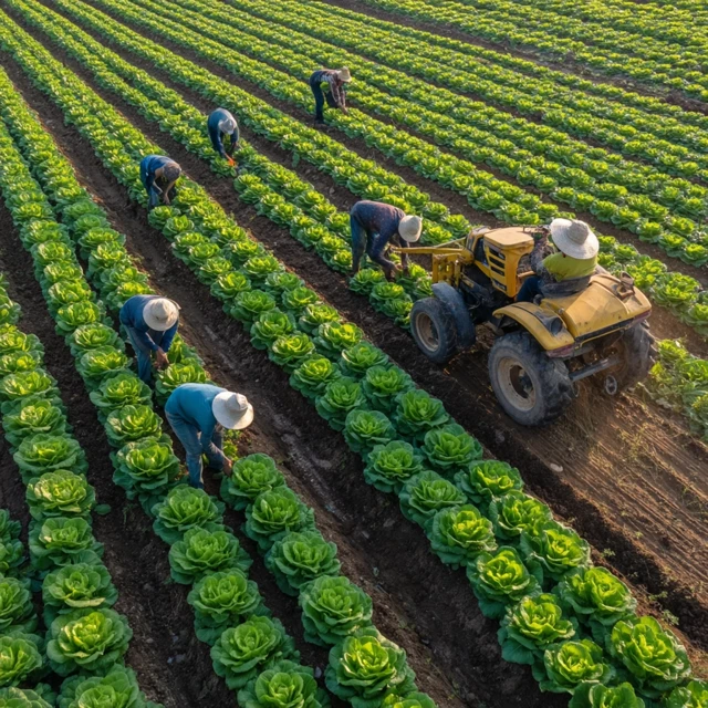 Lettuce Harvest Field Workers Agriculture Farming